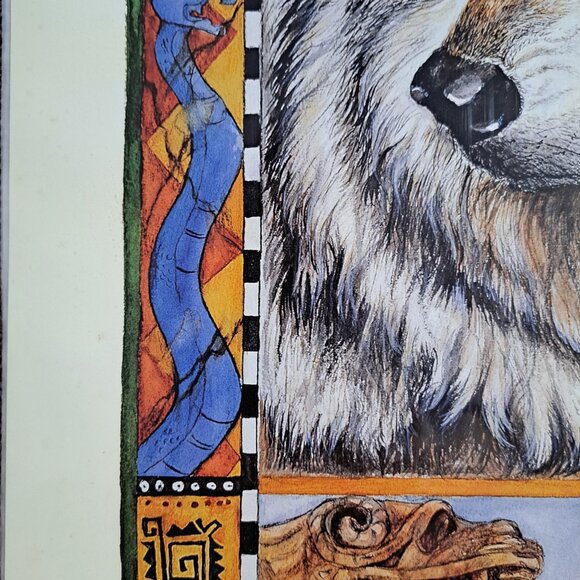 Lone Wolf Native American Vintage 1995 Artist Carlene Cordov - Picture 4 of 4